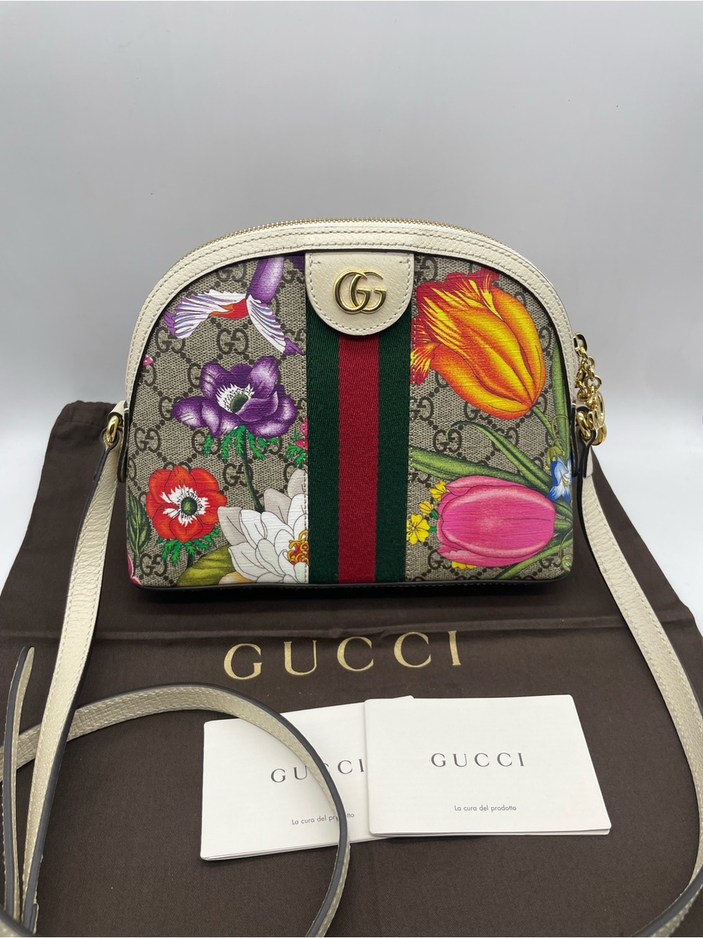 Gucci PVC Leather Flora Crossbody Bag